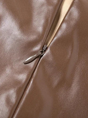 Chain Strap Faux Leather Mini Dress