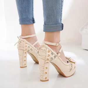 Coquette Lace Up High Heels