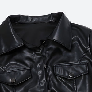 Faux Leather Cropped Jacket
