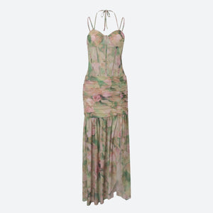 Floral Ruched Maxi Dress