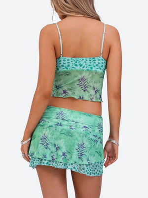 Floral Top & Mini Skirt Two Piece Set