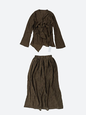 Wrap Around Blouse & Maxi Skirt Two Piece Set