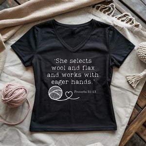 Crochet In Bible Lady V-neck