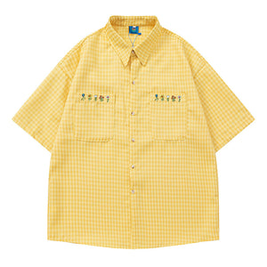 Floral Embroidery Gingham Shirt