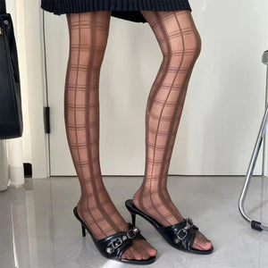 Grid Pattern Sheer Tights