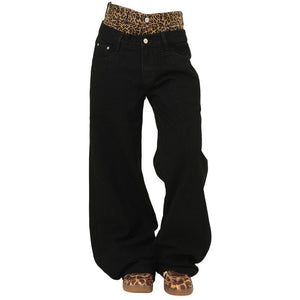 Inner Leopard Layered Jeans