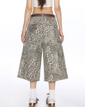 Animal Instincts Leopard Print Cargo Shorts