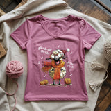 Fa-la-la Knitting Sheep Lady V-neck