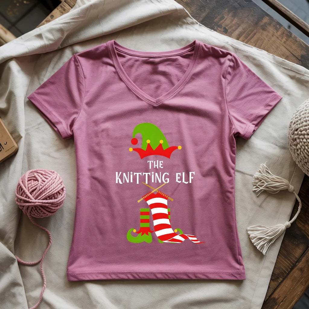 The Knitting Elf Lady V-neck