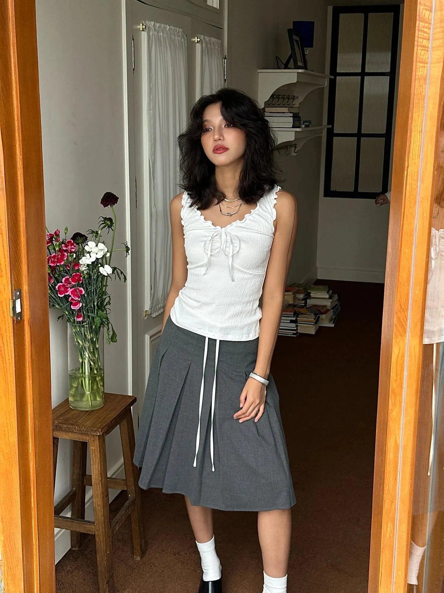 Coquette Tie Front Top