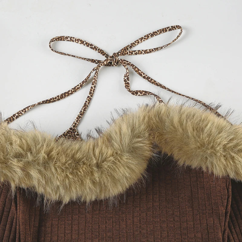 Off Shoulder Faux Fur Top