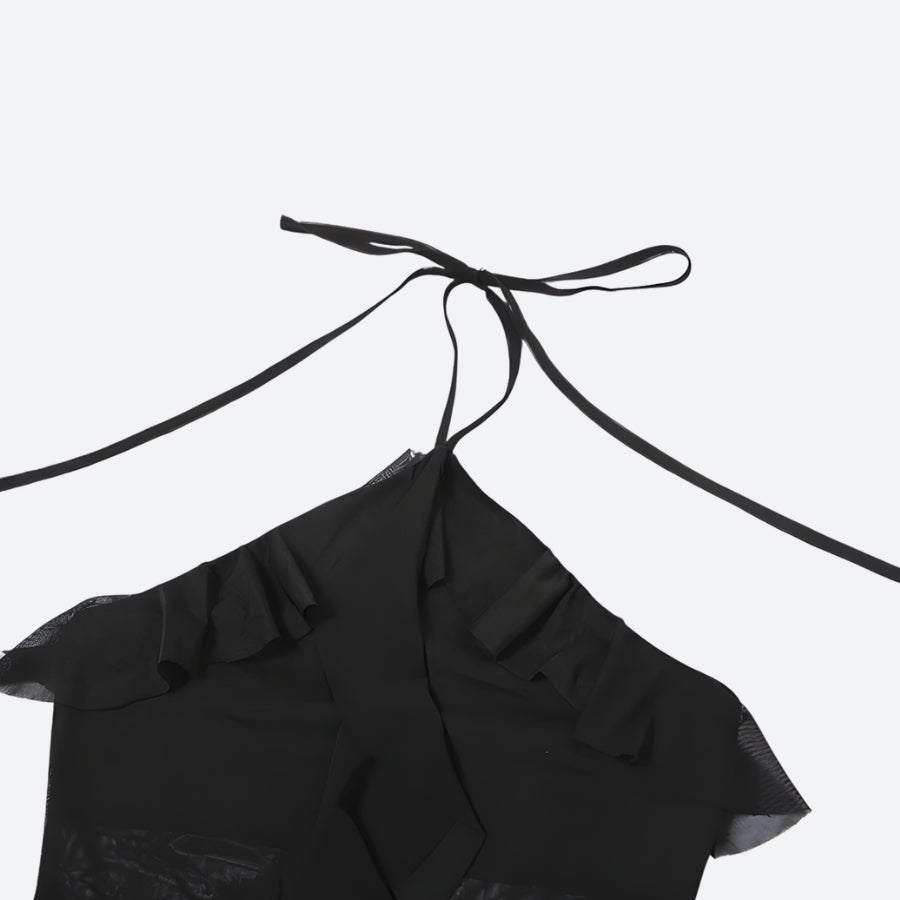 Ruffled Halter Neck Mini Dress