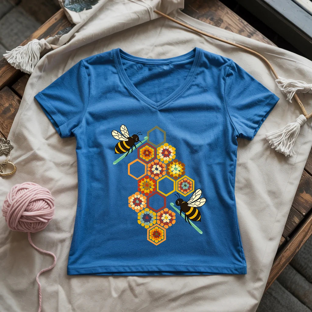 Crochet Bees Lady V-neck