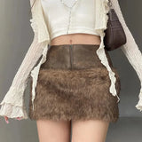 Y2K Faux Fur Mini Skirt