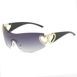 Y2K Rhinestone Heart Sunglasses