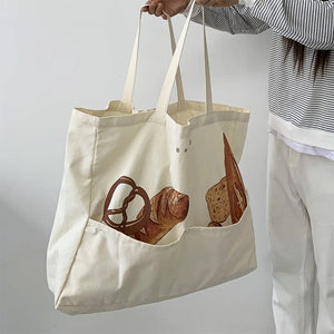 Aesthetic Bread Print Tote Bag