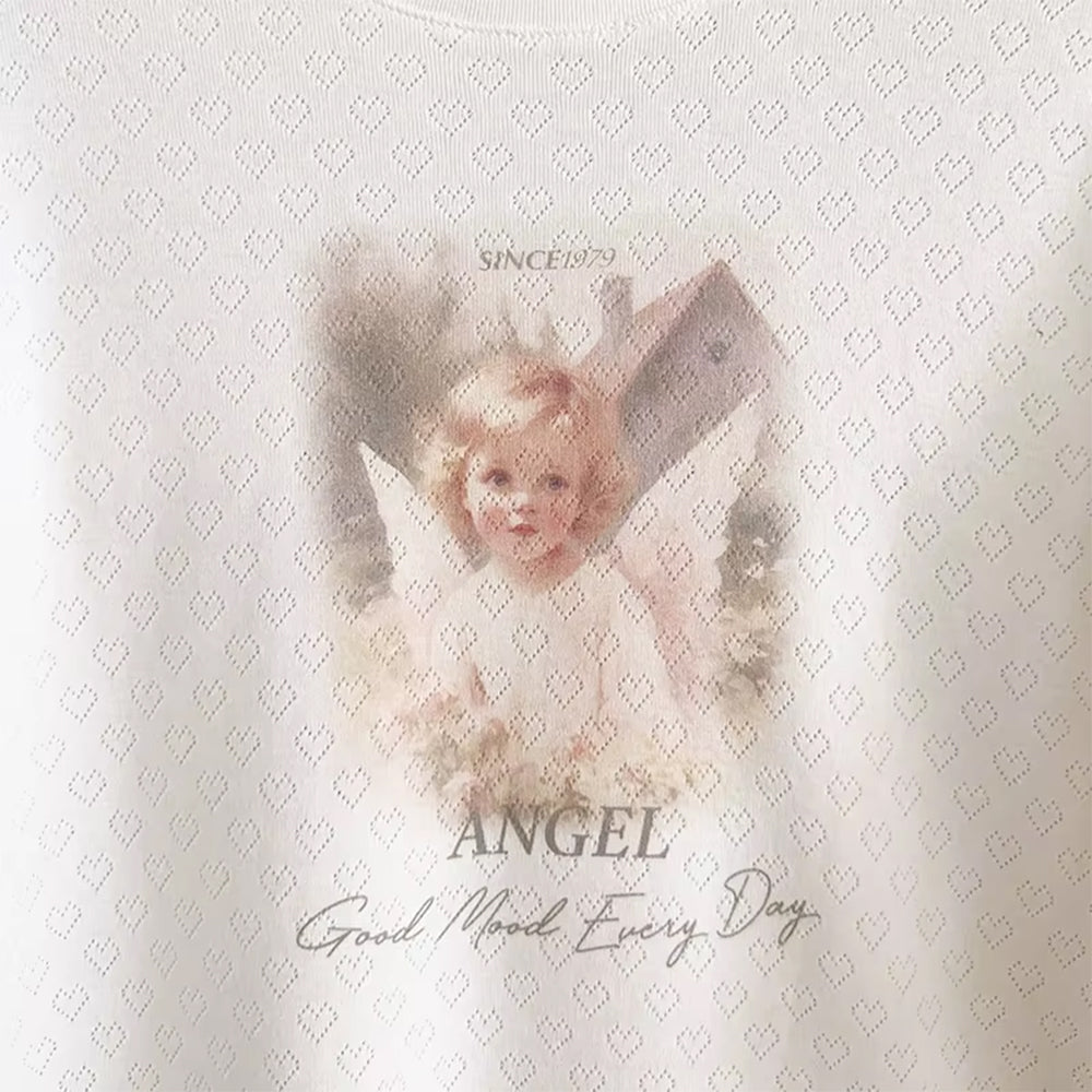 Angel Print Long Sleeve Top