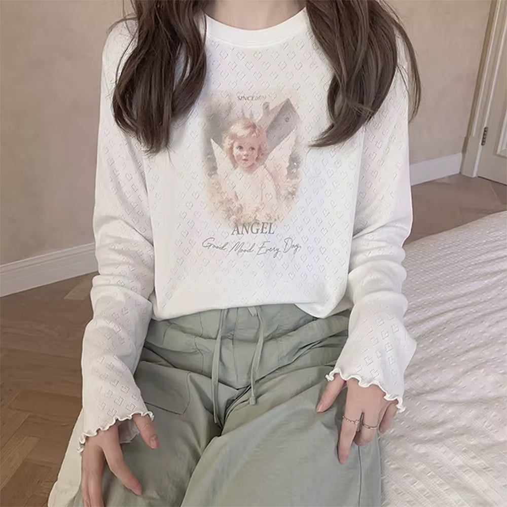 Angel Print Long Sleeve Top