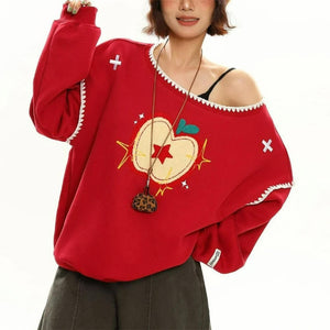 Apple Core One-Shoulder Sweater