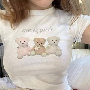 Y2K Bears Print Crop Top