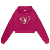 Butterfly Print Crop Hoodie