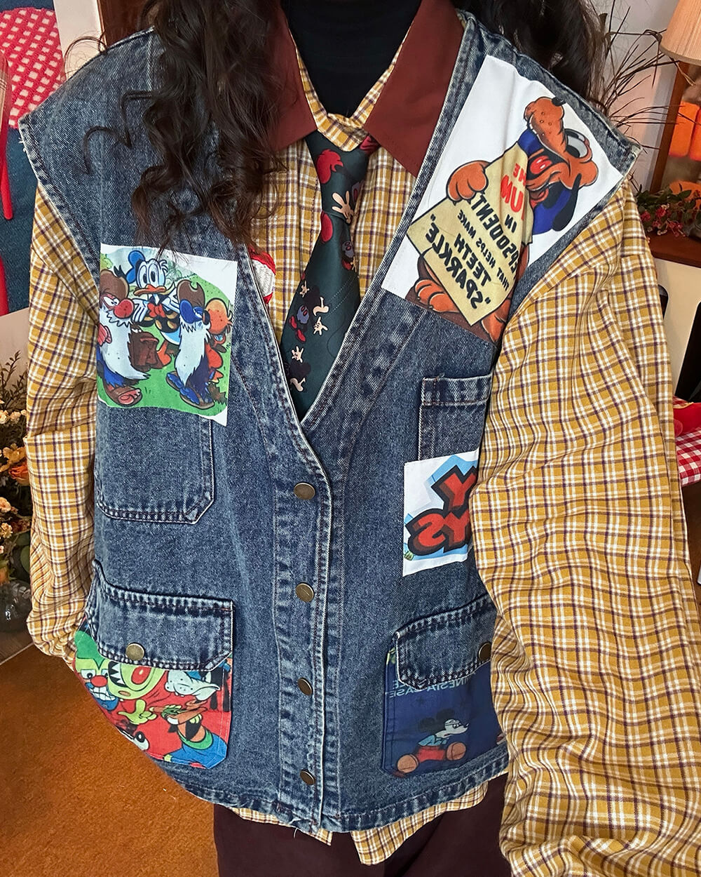 Cartoon Patches 90s Denim Vest