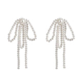 Coquette Bow Pearl Tassel Earrings