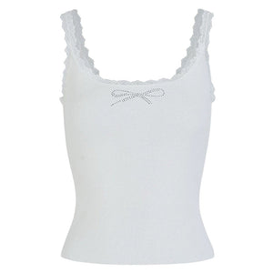 Coquette Rhinestone Bow Tank Top