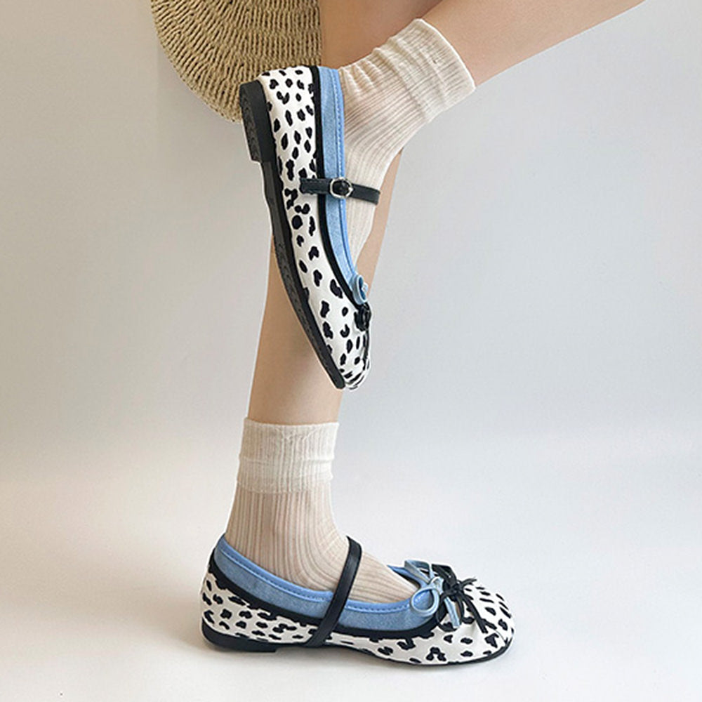 Cow Print Mary Jane Ballet Flats