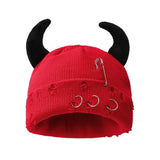 Devil Horns Knit Beanie Hat