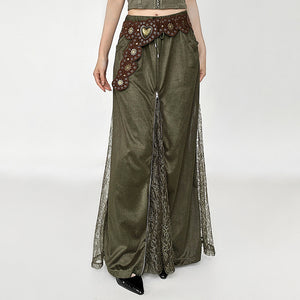 Woodland Dreams Lace-Slit Maxi Skirt