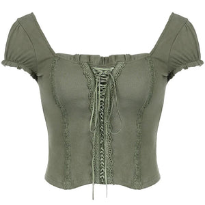 Fairycore Aesthetic Lace Up Top
