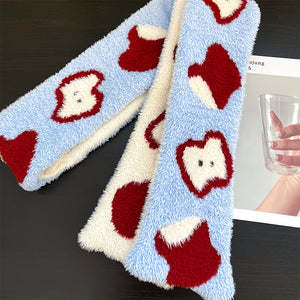 Fuzzy Apple Pattern Scarf