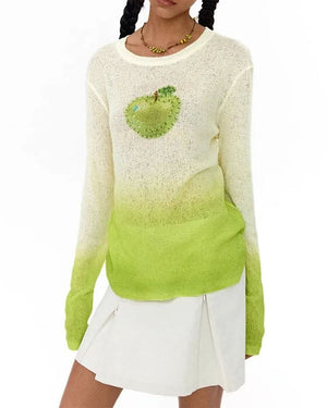 Green Apple Gradient Knit Top