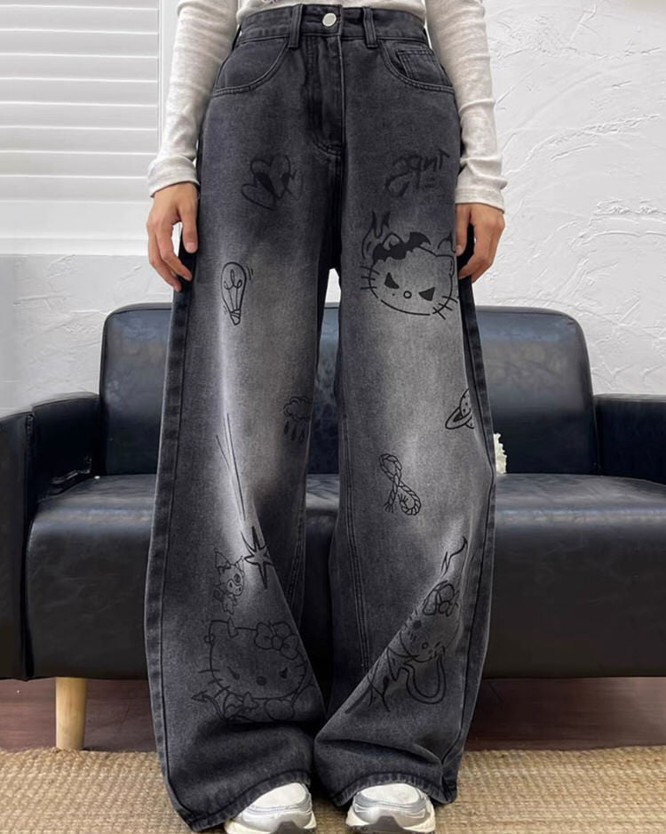 Grunge Aesthetic Cat Jeans