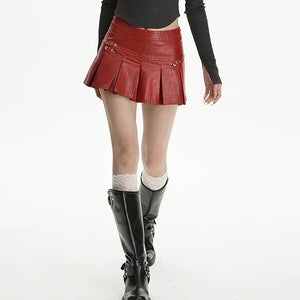 Leather Mini Skirt with Safety Pins