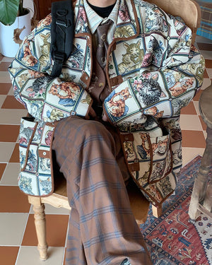 Oversized Cat Print Jacket