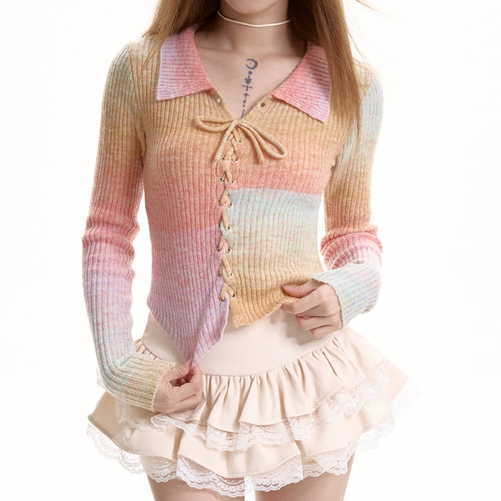 Pastel Rainbow Knit Top