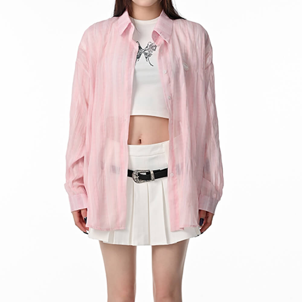 Pink Sheer Oversized Shirt