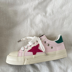 Pink & Red Star Sneakers
