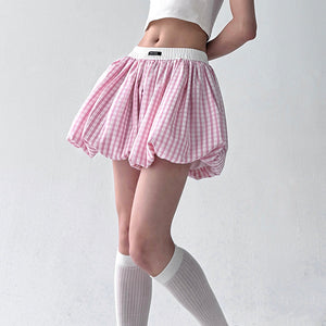Pink Gingham Balloon Skirt