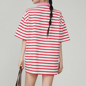 Pink Stripe Skater Polo Shirt