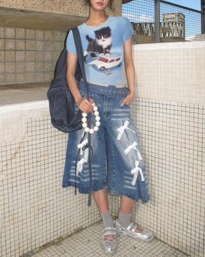 Playful Kitten Y2K Baby Tee