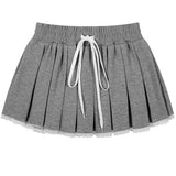 Preppy Drawstring Mini Skirt