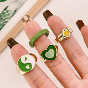 Sage Green Aesthetic Ring Set