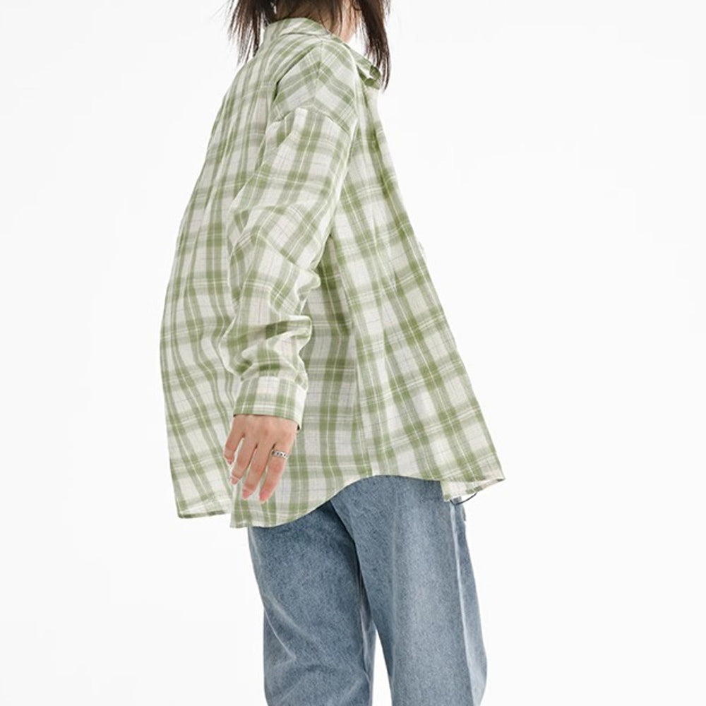Sage Green Plaid Oversized Shirt