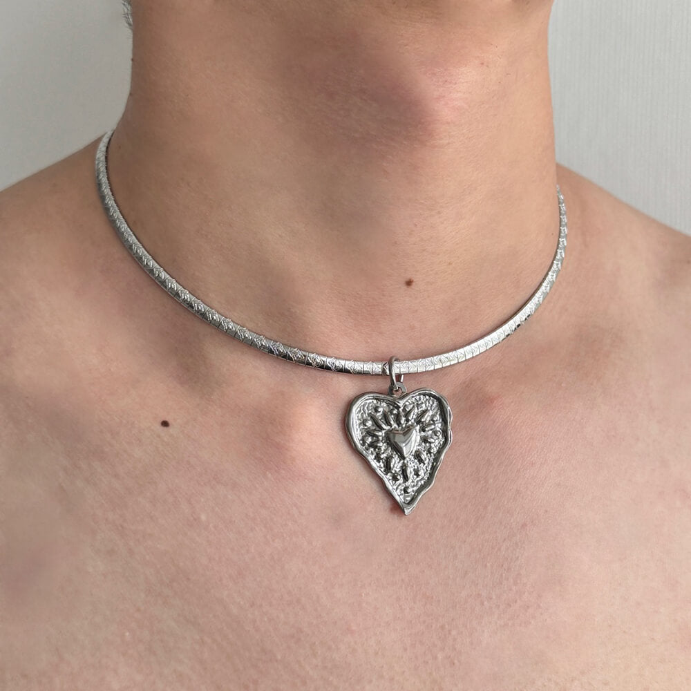 Silver Heart Coin Necklace