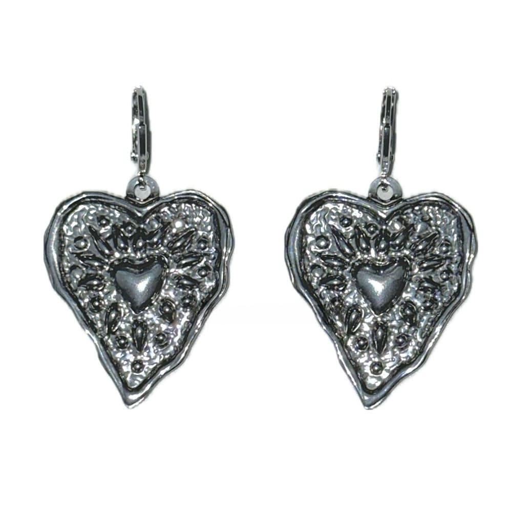 Silver Heart Coin Earrings
