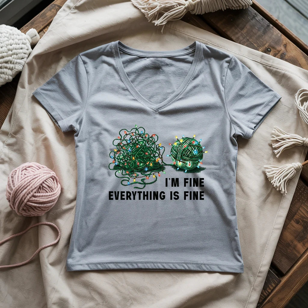 I'm Fine. Everything is Fine Lady V-neck