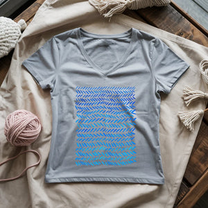 Watercolor knitting pattern Lady V-neck